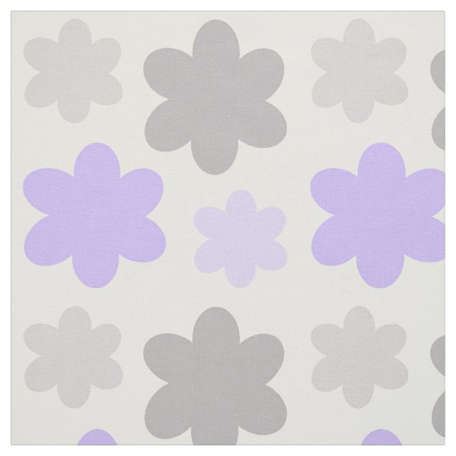 Purple Lavender Grey Floral Flower Fabric (Swatch)