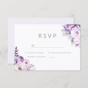 Purple Lavender Haze Floral Wedding RSVP Card