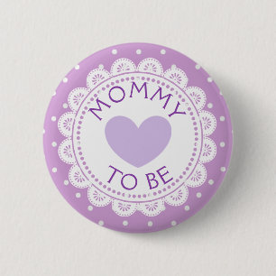 Purple Lavender Heart  Polka Dot Mum to Be Button