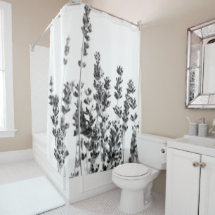 Purple Lavender in Black & White #1 #decor #art Shower Curtain