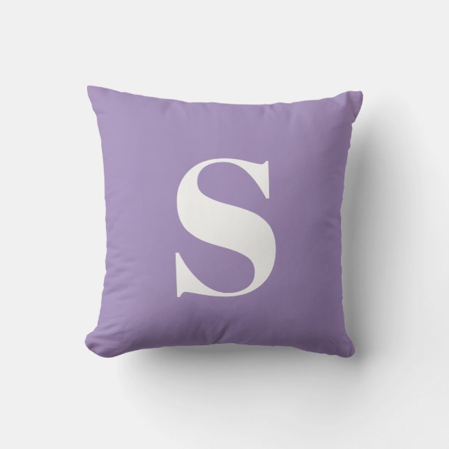 Purple Lavender Initial Monogrammed Outdoor Pillow (Front)