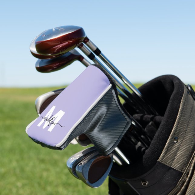 Purple Lavender Initial Name Monogram Golf Head Cover (In Situ)