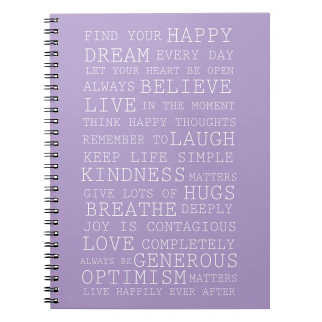 Purple Lavender Inspirational Quotes Love Dream Notebook (Front)