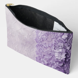 PURPLE & LAVENDER LACE LOOK PATTERN ACCESSORY POUCH