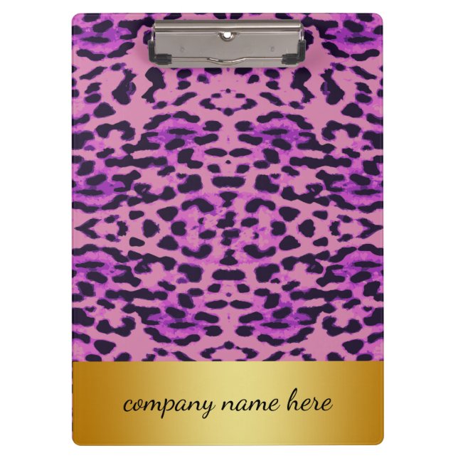 Purple Lavender Leopard Print with Gold Badge Clipboard (Front)