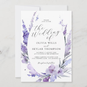 Purple Lavender Lilac Floral Botanical Wedding  Invitation