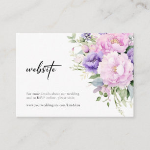 Purple Lavender Lilac Floral RSVP Website Wedding Enclosure Card