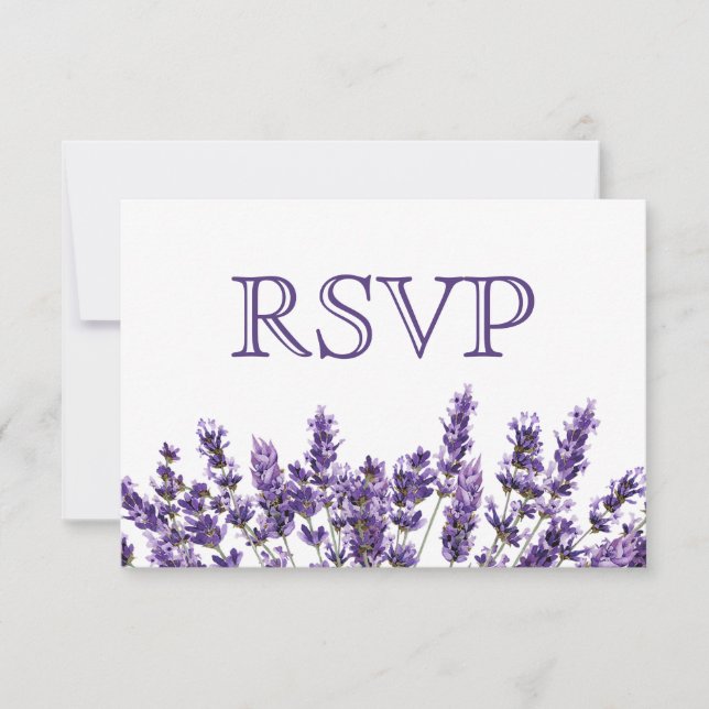 Purple Lavender Lilac Flower Wedding RSVP (Front)
