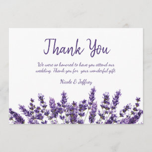 Purple Lavender Lilac Flower Wedding Thank You Card