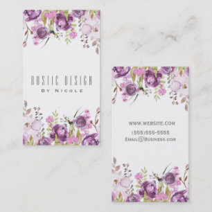 Purple Lavender Lilac Watercolor Floral Chic Business Card