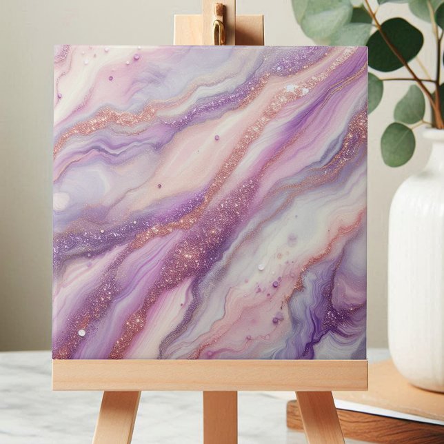 Purple Lavender Marble Glitter Veins and Swirls Ceramic Tile (Creator Uploaded)
