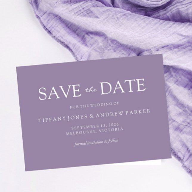 Purple Lavender Modern Simple Wedding Save The Date (Creator Uploaded)