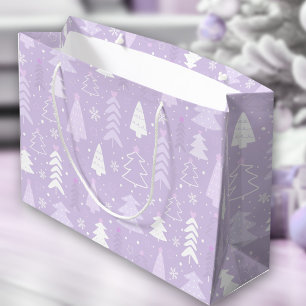 Purple Lavender Modern Trees Winter Christmas Large Gift Bag