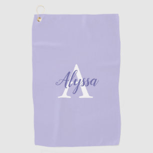 Purple Lavender Monogram Script Golf Towel