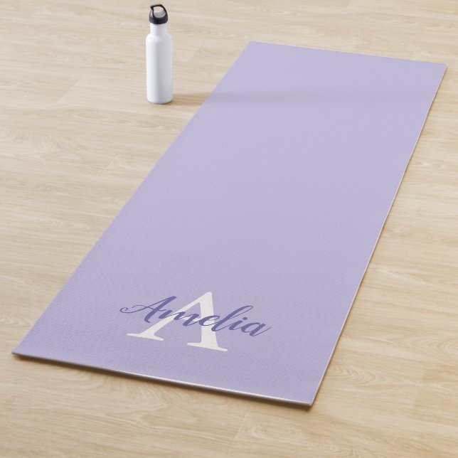 Purple Lavender Monogram Script Yoga Mat (In Situ)