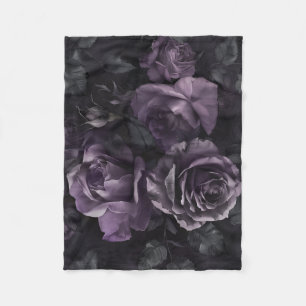 Purple Lavender Moody Roses Floral Goth Fleece Blanket
