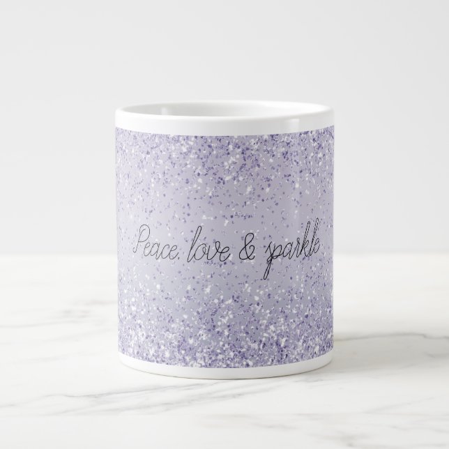 Purple Lavender Ombre Glitter Sparkle Large Coffee Mug (Front)