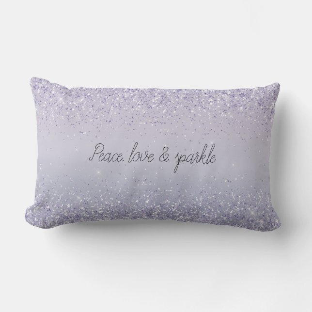 Purple Lavender Ombre Glitter Sparkle Lumbar Cushion (Front)