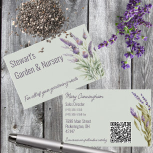 Purple Lavender on Soft Green Business Card