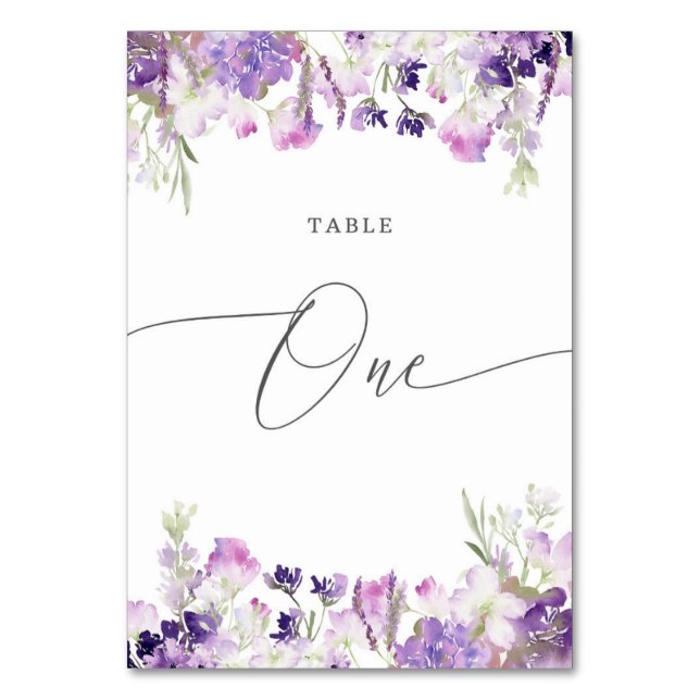 Purple lavender One Table Number (Front)