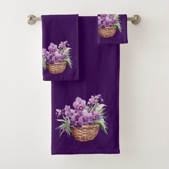 Purple Lavender Orchid Towel Set (Insitu)