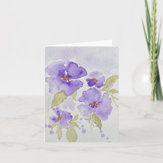 Purple lavender pansy flowers - folded blank  card