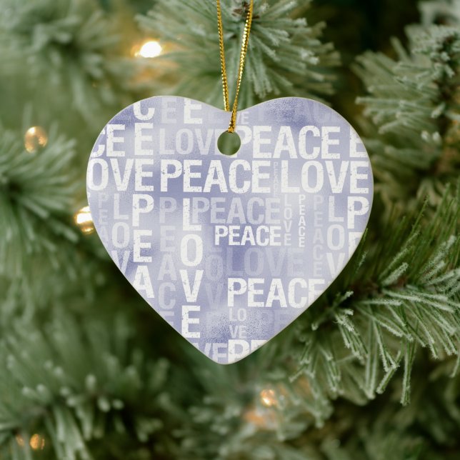 Purple Lavender Peace Love   Ceramic Ornament (Tree)