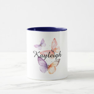 Purple Lavender Peach Butterflies Mug
