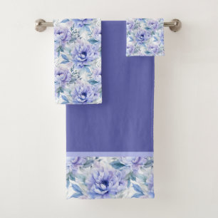 Purple Lavender Peonies Towel Set