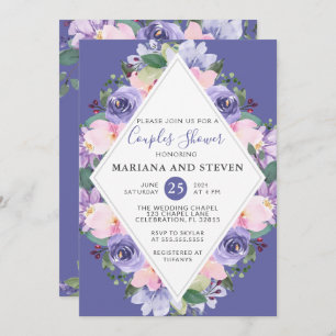 Purple Lavender Pink Floral Couples Shower Invitation
