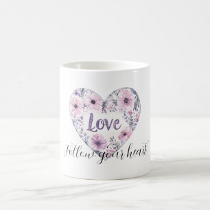 Purple Lavender Pink Floral Heart Love Coffee Mug