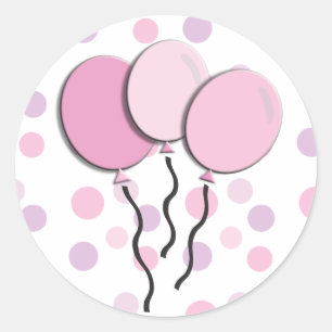 Purple Lavender Pink Polka Dot Birthday Party Classic Round Sticker