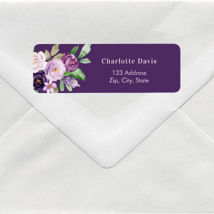 Purple lavender pink roses flowers return address  return address label