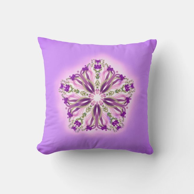 *~* Purple Lavender & Pink  Star Ribbon Mandala Cushion (Front)