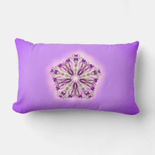 *~* Purple Lavender & Pink  Star Ribbon Mandala Lumbar Cushion