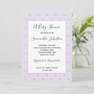 Purple Lavender Polka Dots Baby Shower Invitation