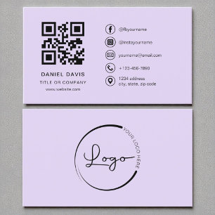 Purple Lavender Professional Company Logo QR Code  Business Card