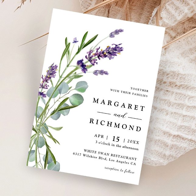 Purple Lavender Rustic Floral Watercolor Wedding Invitation (Creator Uploaded)