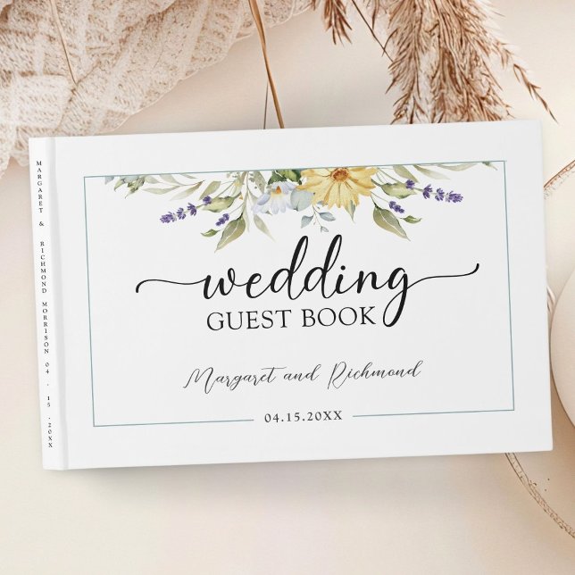 Purple Lavender Rustic Floral Wedding Guest Book (Creator Uploaded)