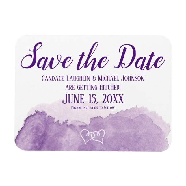 Purple Lavender Save the Date Wedding Magnet (Horizontal)
