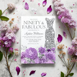 Purple Lavender & Silver 90th Birthday Party Invitation<br><div class="desc">Purple Lavender & Silver 90th Birthday Party Invitation - 90 and Fabulous Invitation

See matching collection in Niche and Nest Store</div>