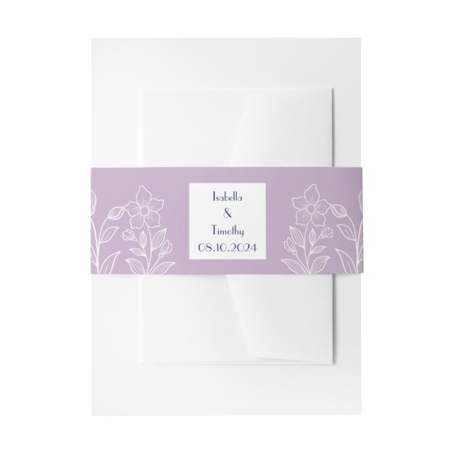 Purple lavender Simple Elegant Modern Wedding Invitation Belly Band (Front Example)