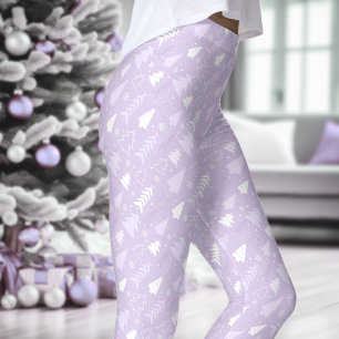 Purple Lavender Trees Winter Christmas Leggings