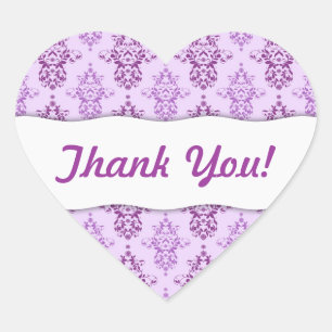 Purple Lavender Two Toned Damask Heart Sticker