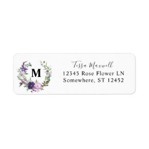 Purple Lavender & Violet Floral 2 Return Address Label