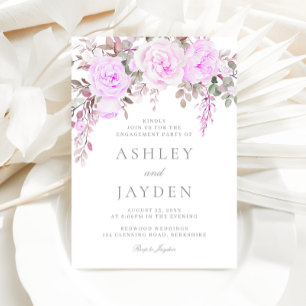 Purple Lavender Violet Floral Engagement Party Invitation