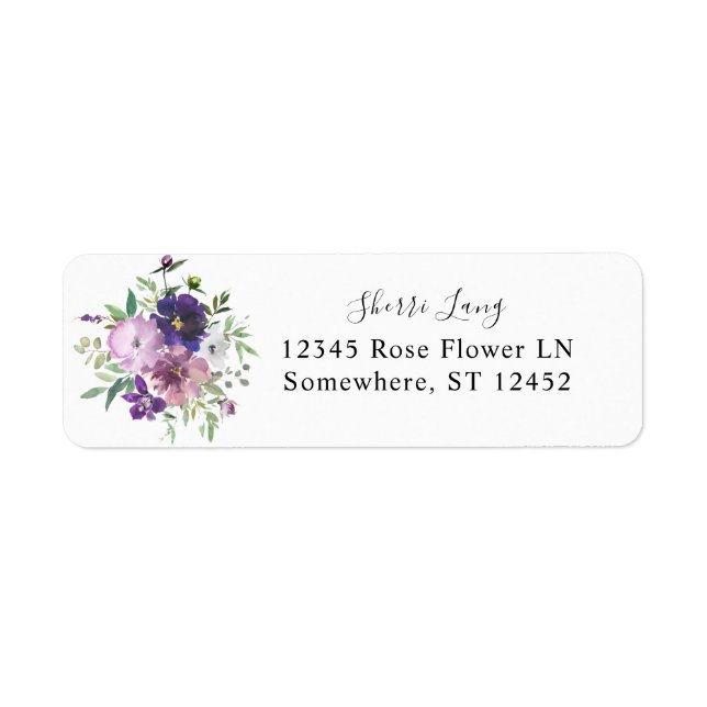 Purple Lavender & Violet Floral Return Address Label (Front)