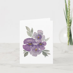 Purple lavender violet flowers green leaves-blank card