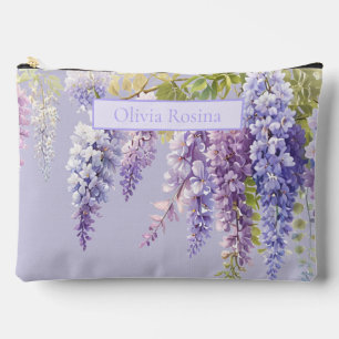 Purple lavender watercolor floral wisteria lilac accessory pouch
