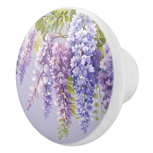 Purple lavender watercolor floral wisteria lilac  ceramic knob (Right)